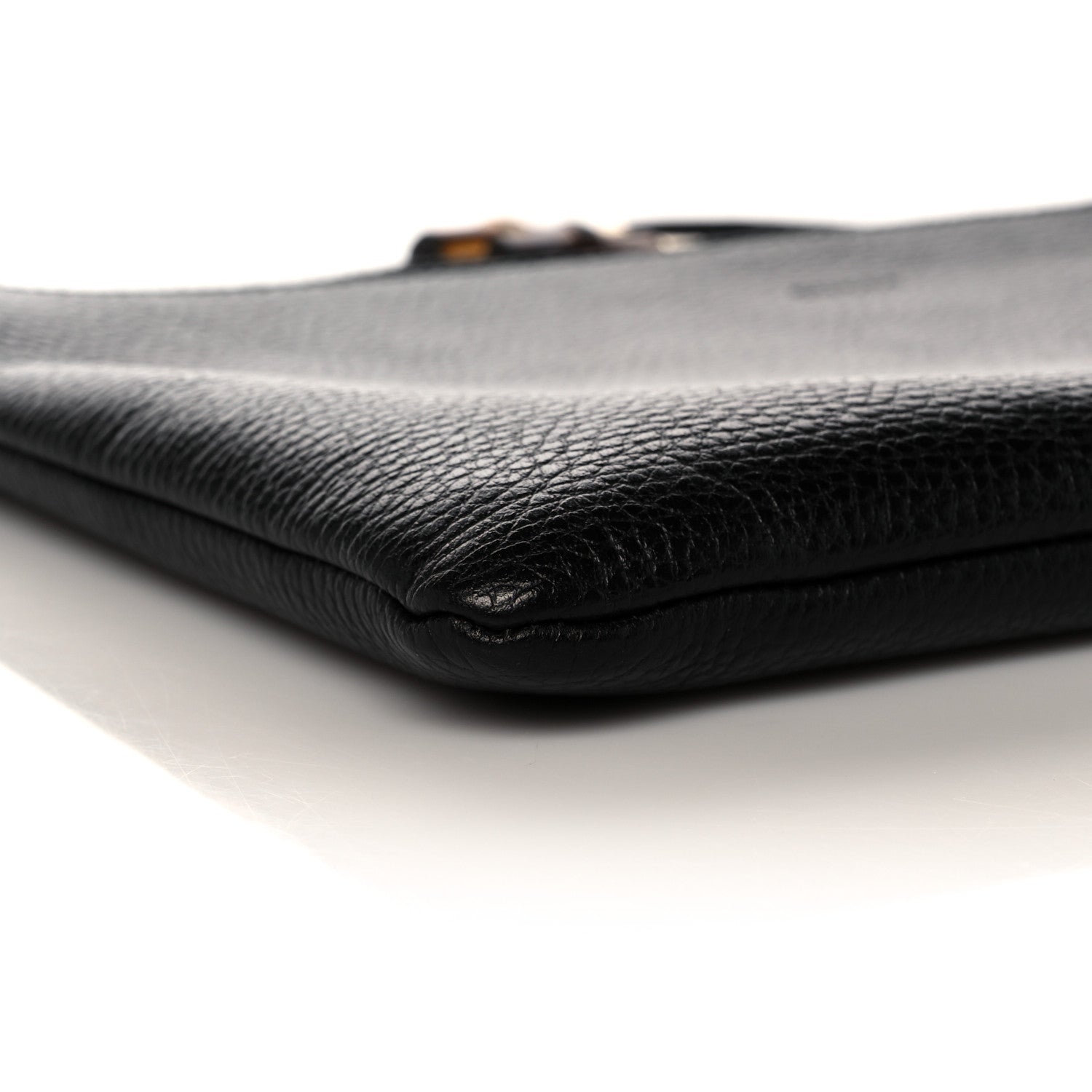 Gucci Pebbled Calfskin Large Bamboo Clutch Black 9 of 10