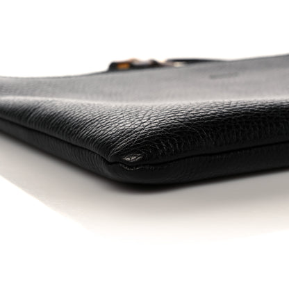 Gucci Pebbled Calfskin Large Bamboo Clutch Black 9 of 10