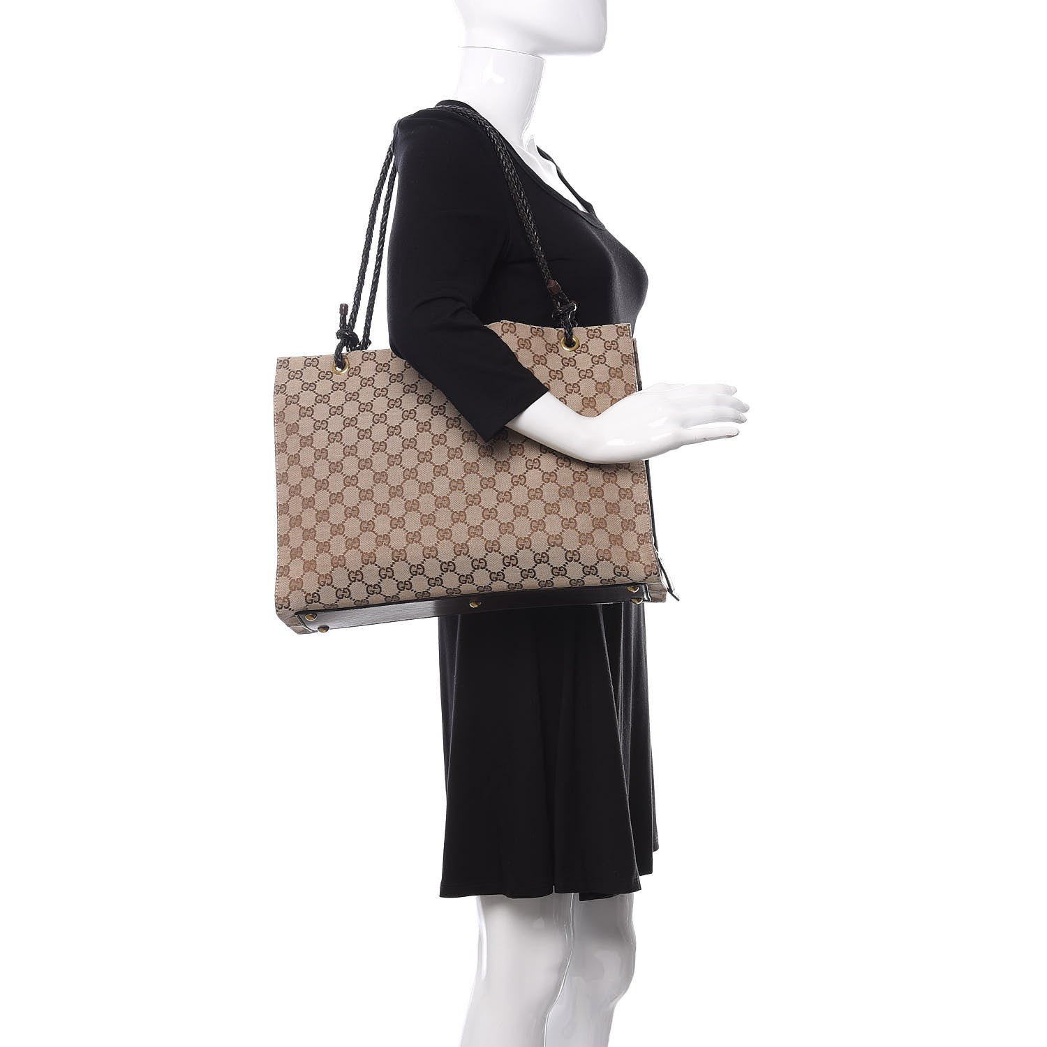 Gucci Monogram Woven Shoulder Bag Brown 2 of 12