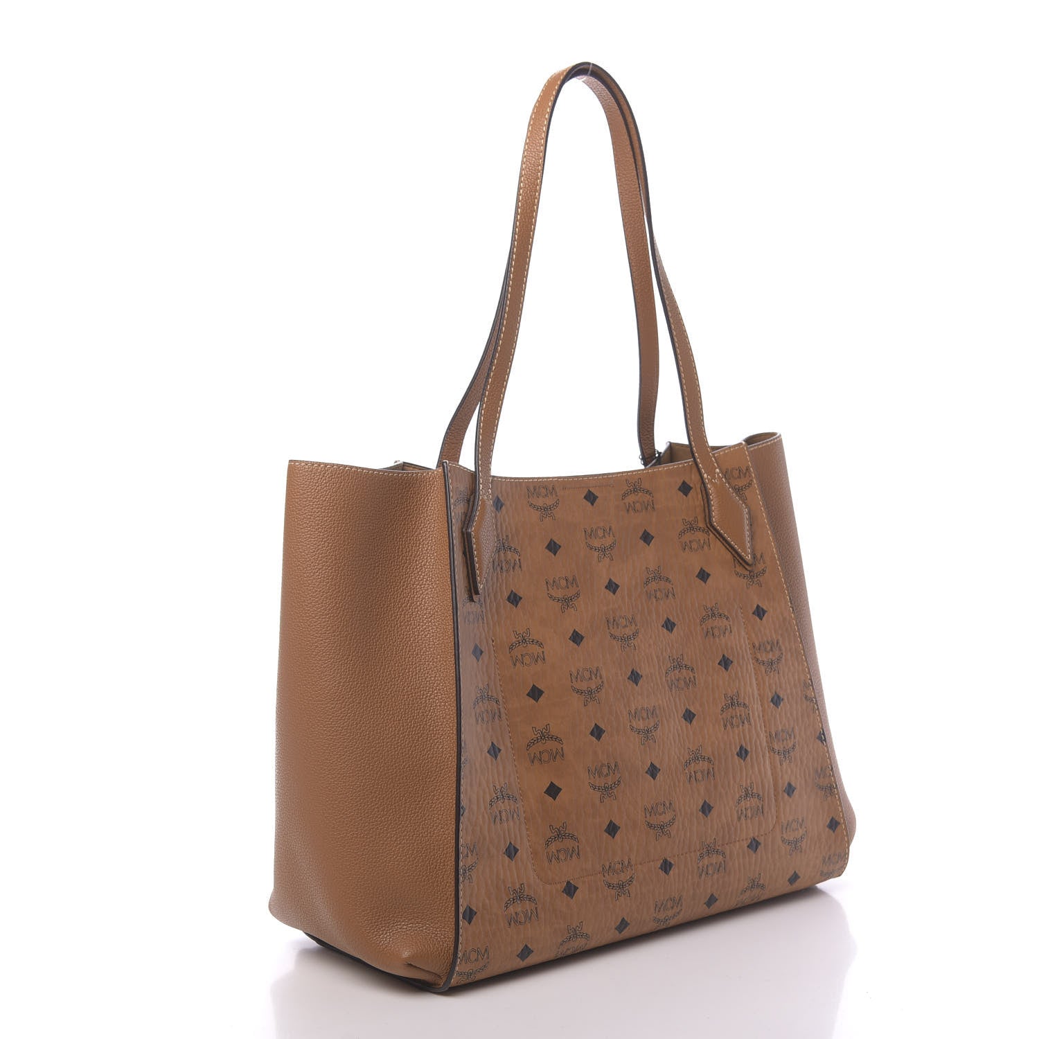 MCM Visetos Medium Yris Shopper Tote Cognac 3 of 9