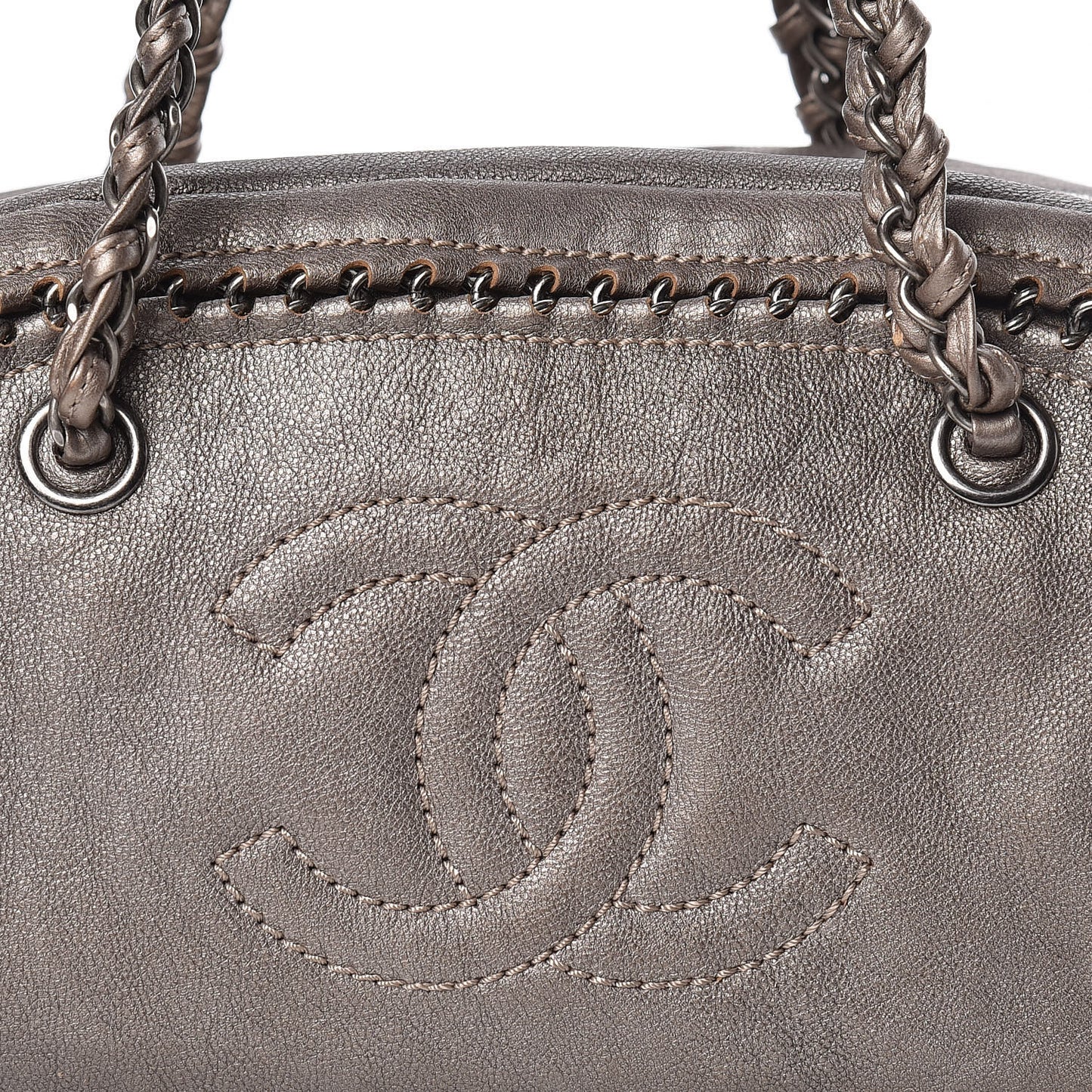 Smooth Calfskin Medium Luxe Ligne Bowler Pewter