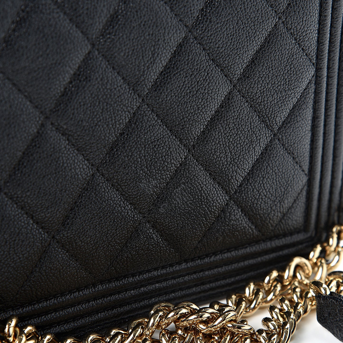 Caviar Quilted Boy Wallet On Chain WOC Black