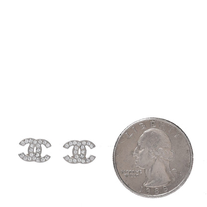 Chanel Crystal Mini Timeless CC Earrings Silver 2 of 5