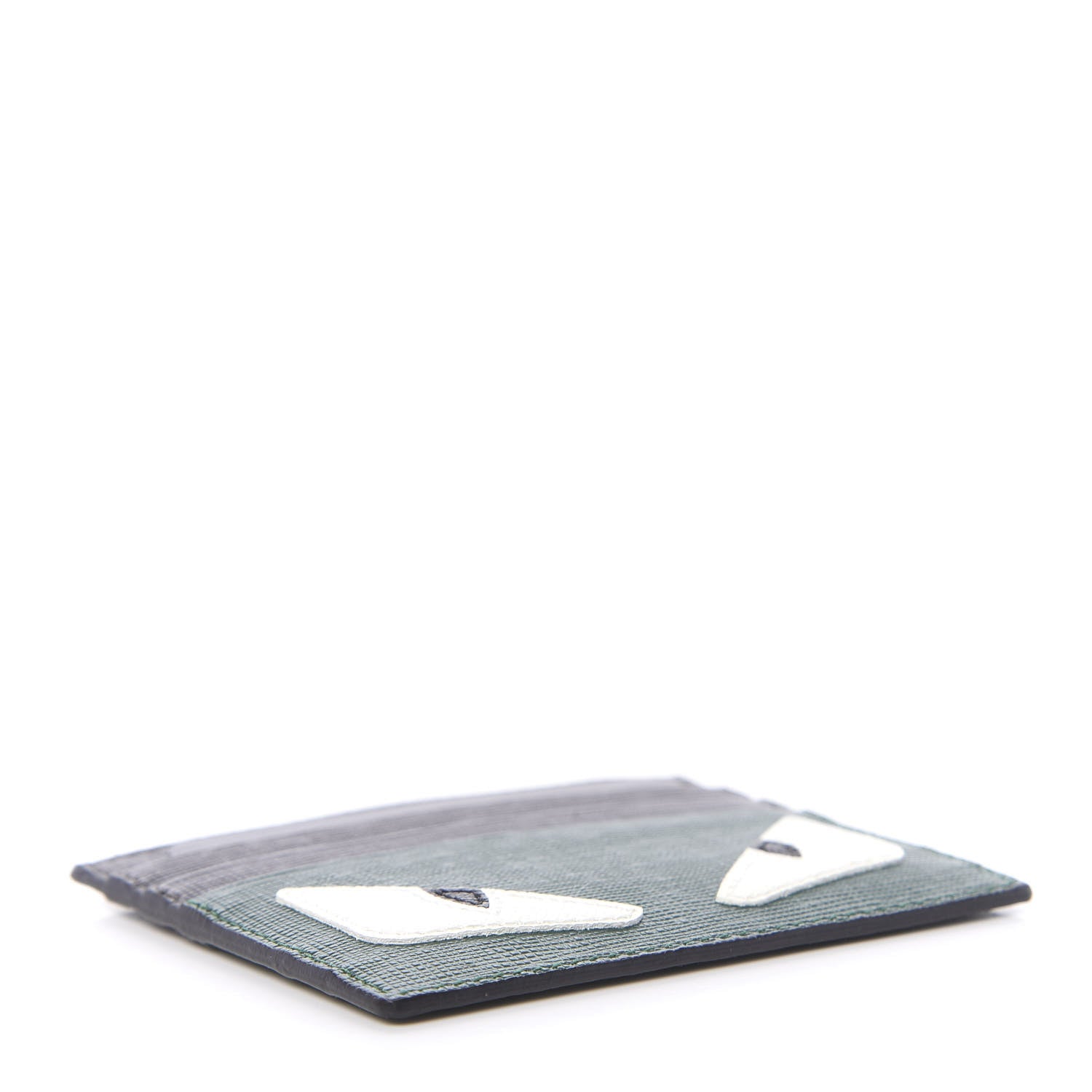 Fendi Vitello Elite Monster Eyes Inlay Card Holder Green Black 4 of 8