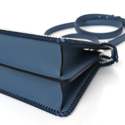 Fendi Vitello Grace Shiny Nappa Helix Woven Small Peekaboo I SEE U Satchel Mirto Dark Blue White Ice 8 of 8