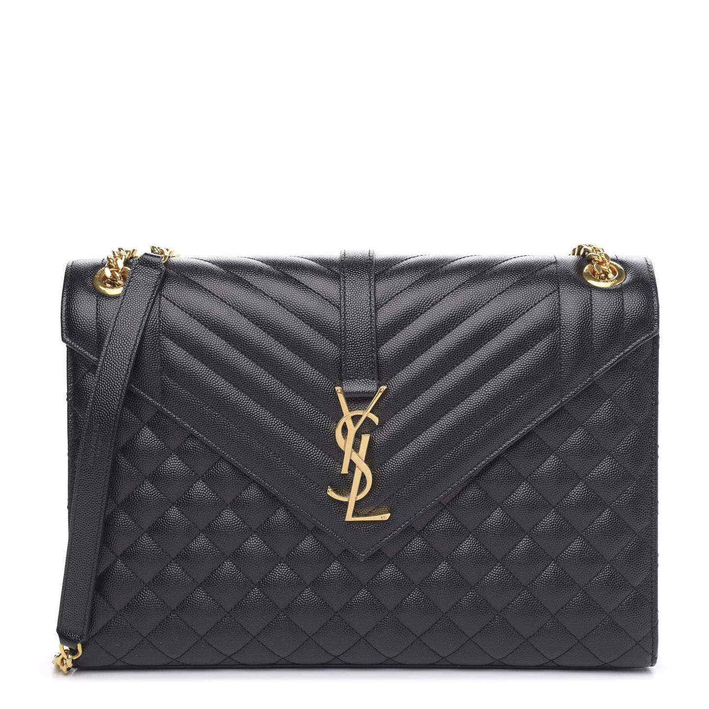 Grain De Poudre Textured Mixed Matelasse Large Triquilt Monogram Satchel Black