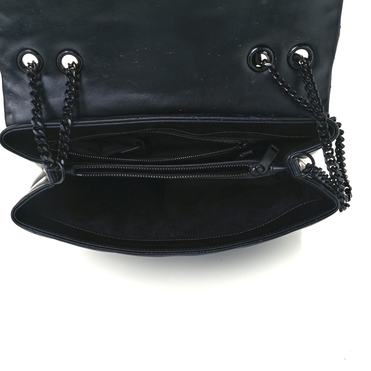 Saint Laurent Calfskin Y Quilted Monogram Medium Loulou Chain Satchel Black 5 of 12