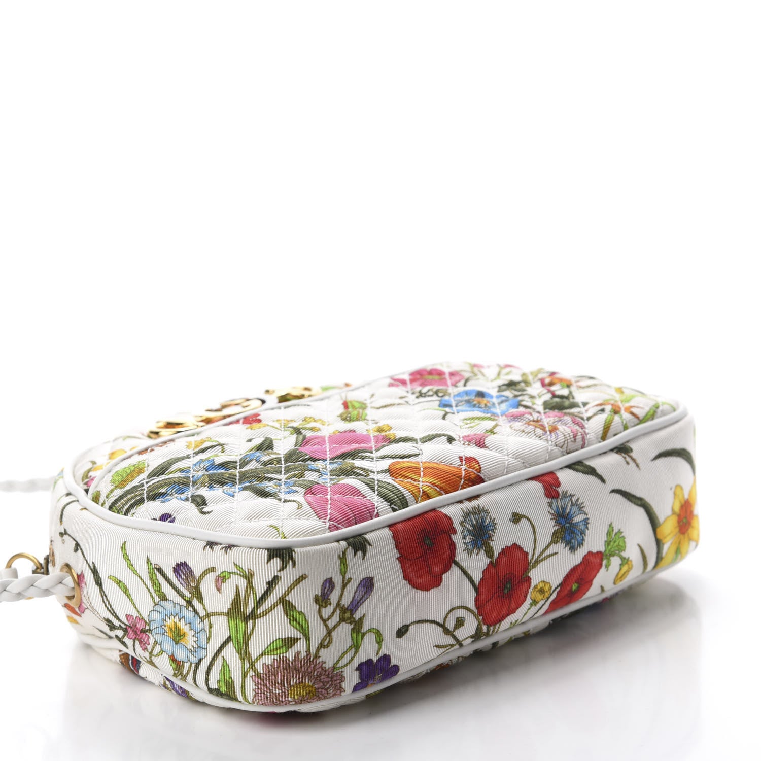Gucci Canvas Flora Floral Trapuntata Small Zumi Dome Shoulder Bag White 4 of 11