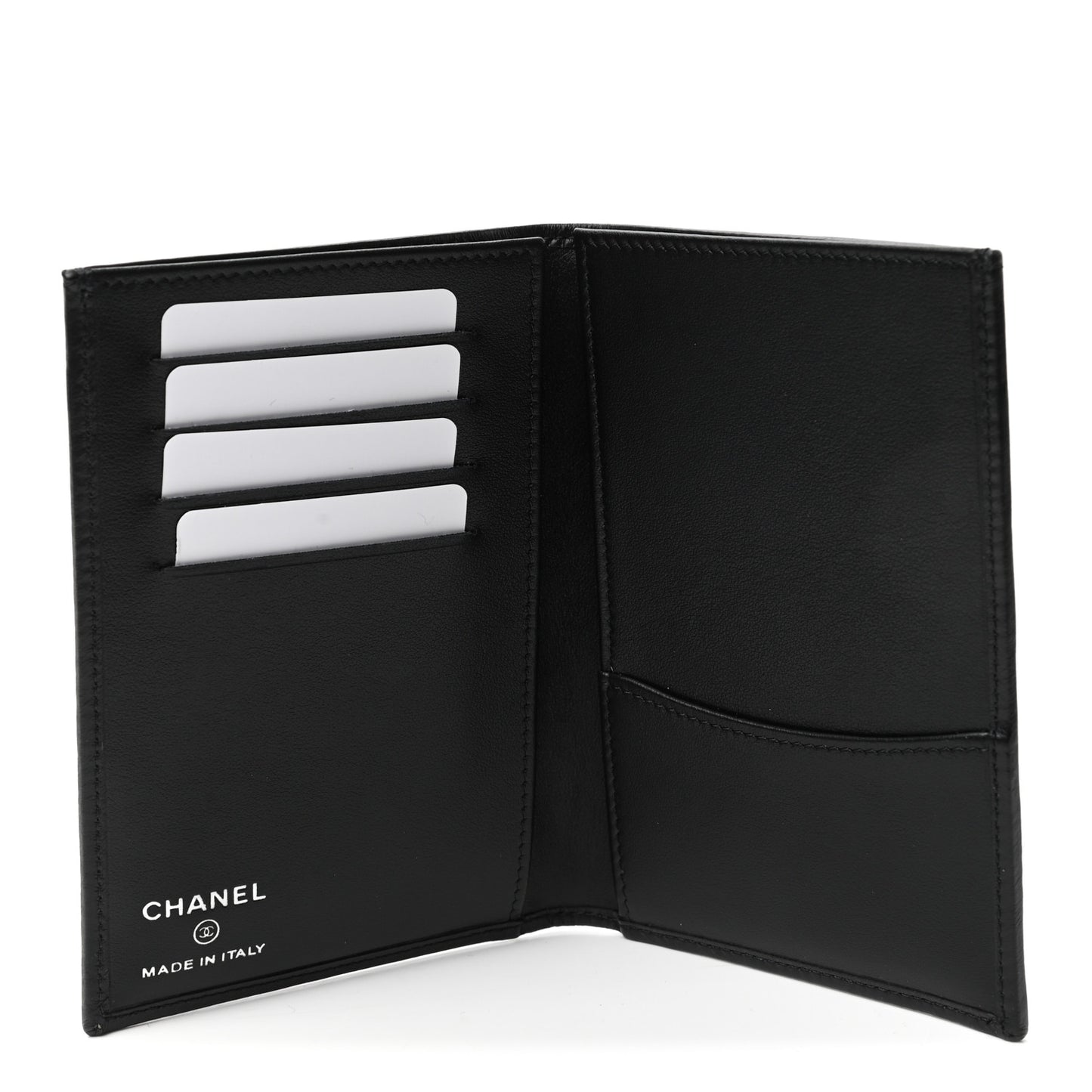 Calfskin Quilted Passport Holder Black