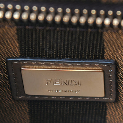 Fendi Vitello Seta Fabric Jacquard Pequin Medium Peekaboo Iconic Satchel Foresta Tobacco 7 of 9