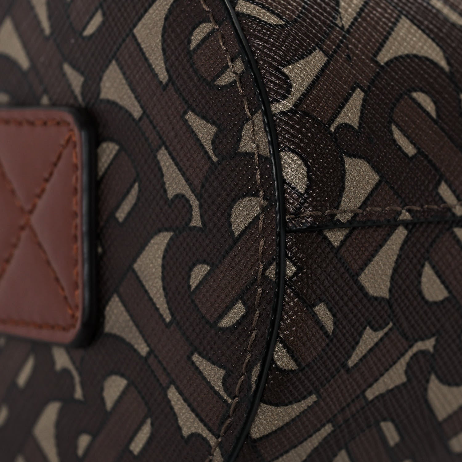 Burberry E-Canvas Monogram Stripe The Barrel Bag Bridle Brown 9 of 11
