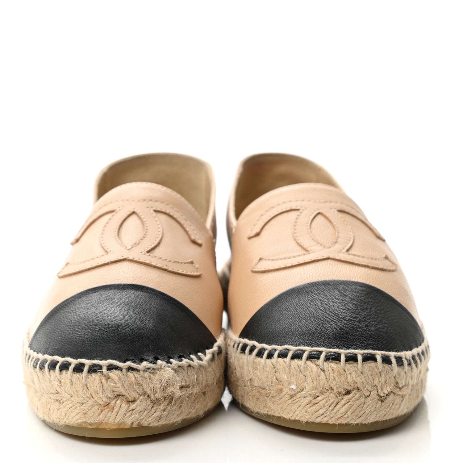 Chanel Lambskin CC Espadrilles 36 Beige Black 2 of 11