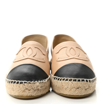Chanel Lambskin CC Espadrilles 36 Beige Black 2 of 11
