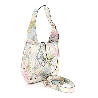Gucci New Shangai Calfskin Tiger Savanah Small Jackie 1961 Hobo Chalky White Multicolor 3 of 14