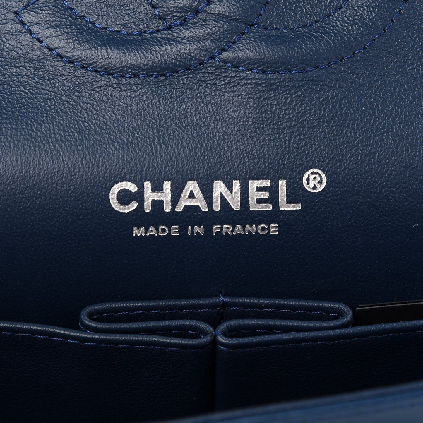 Patent Quilted Medium Double Flap Navy