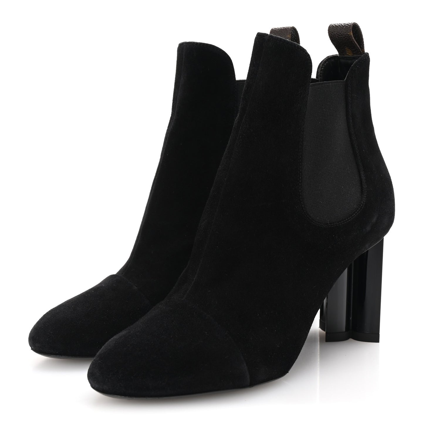 Suede Monogram Uniformes Cap Toe Chelsea 80mm Ankle Boots 38 Black