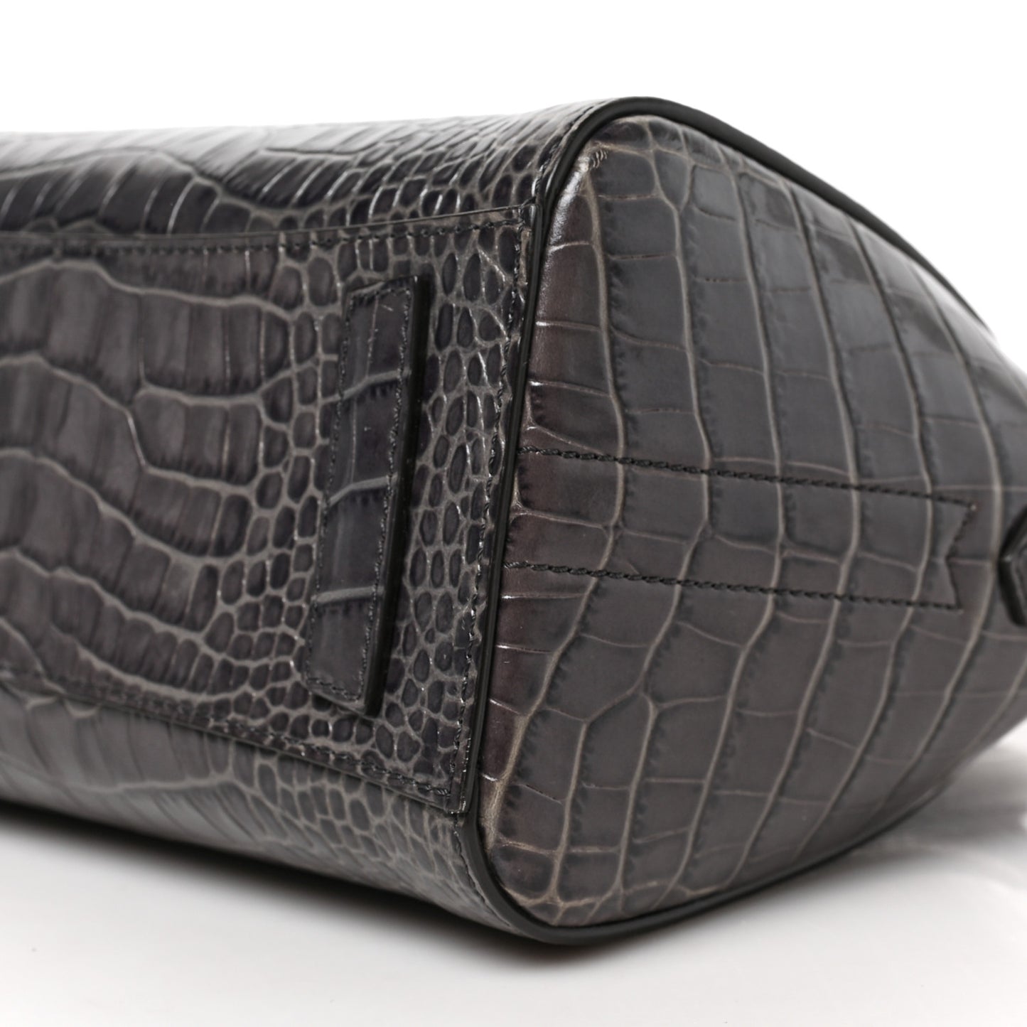 Calfskin Crocodile Embossed Mini Antigona Storm Grey