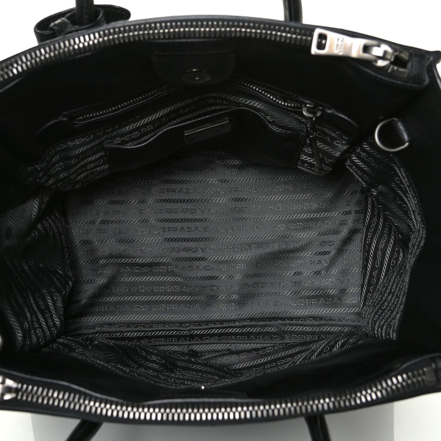 Glace Calf Twin Pocket Tote Black