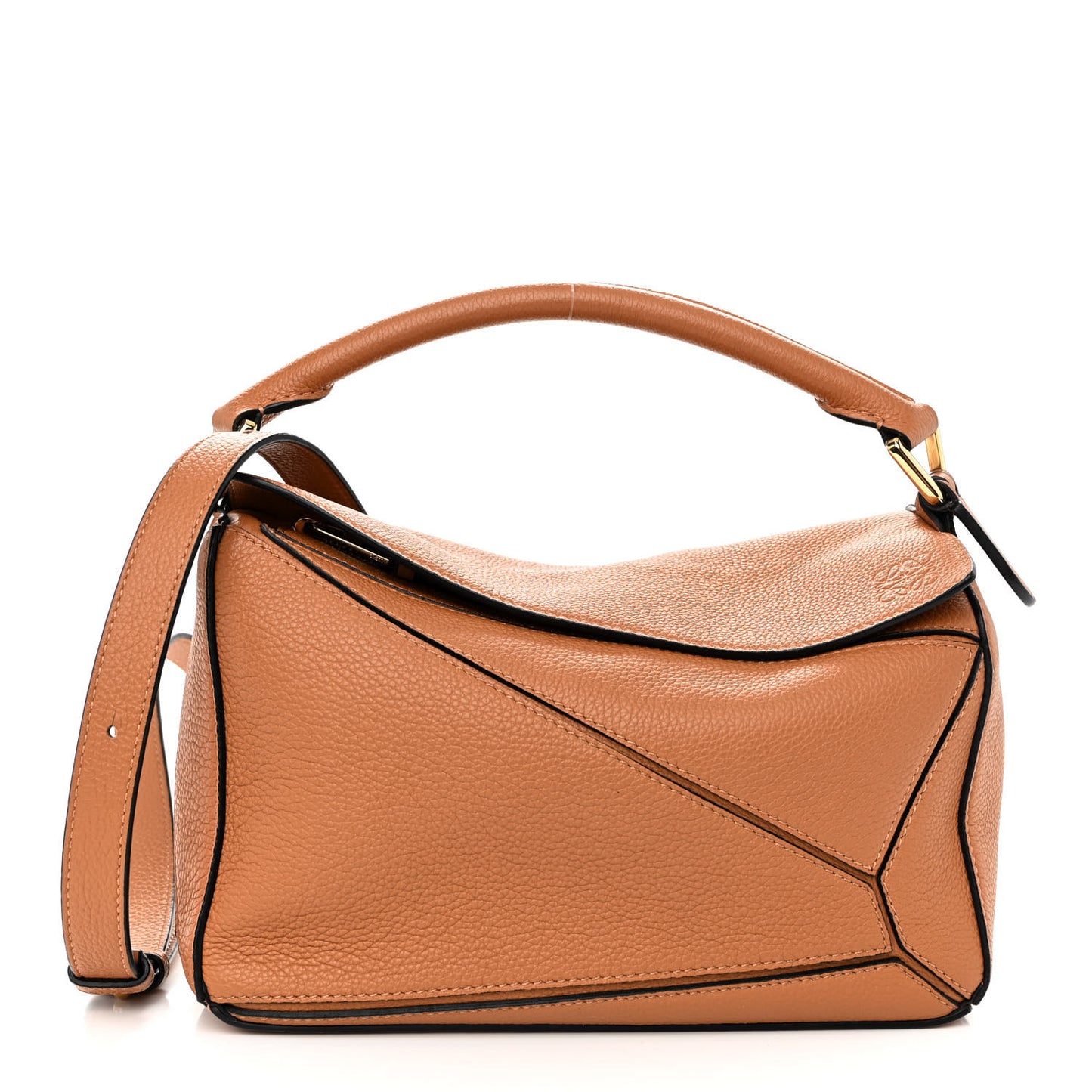 Grained Calfskin Small Puzzle Bag Tan