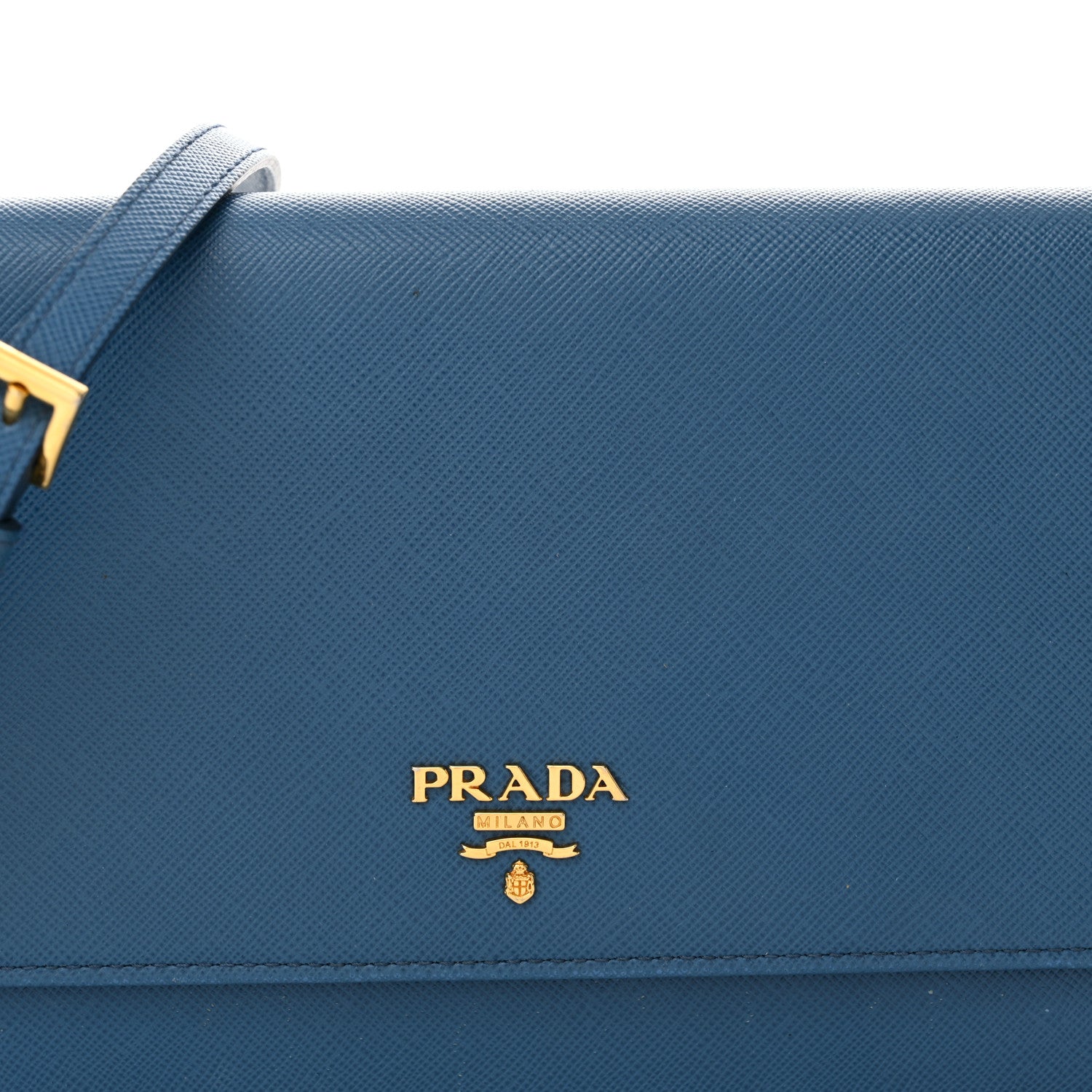 Prada Saffiano Metal Flap Wallet With Strap Cobalto 8 of 14
