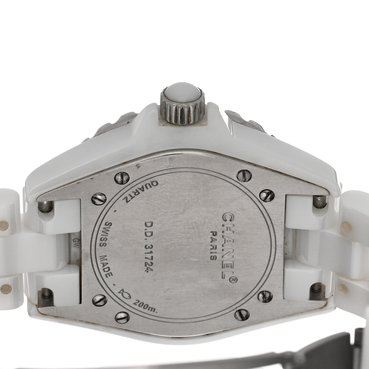 Stainless Steel Ceramic Diamond 33mm J12 Quartz Watch White