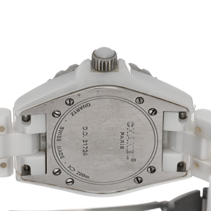 Chanel Stainless Steel Ceramic Diamond 33mm J12 Quartz Watch White 4 of 4