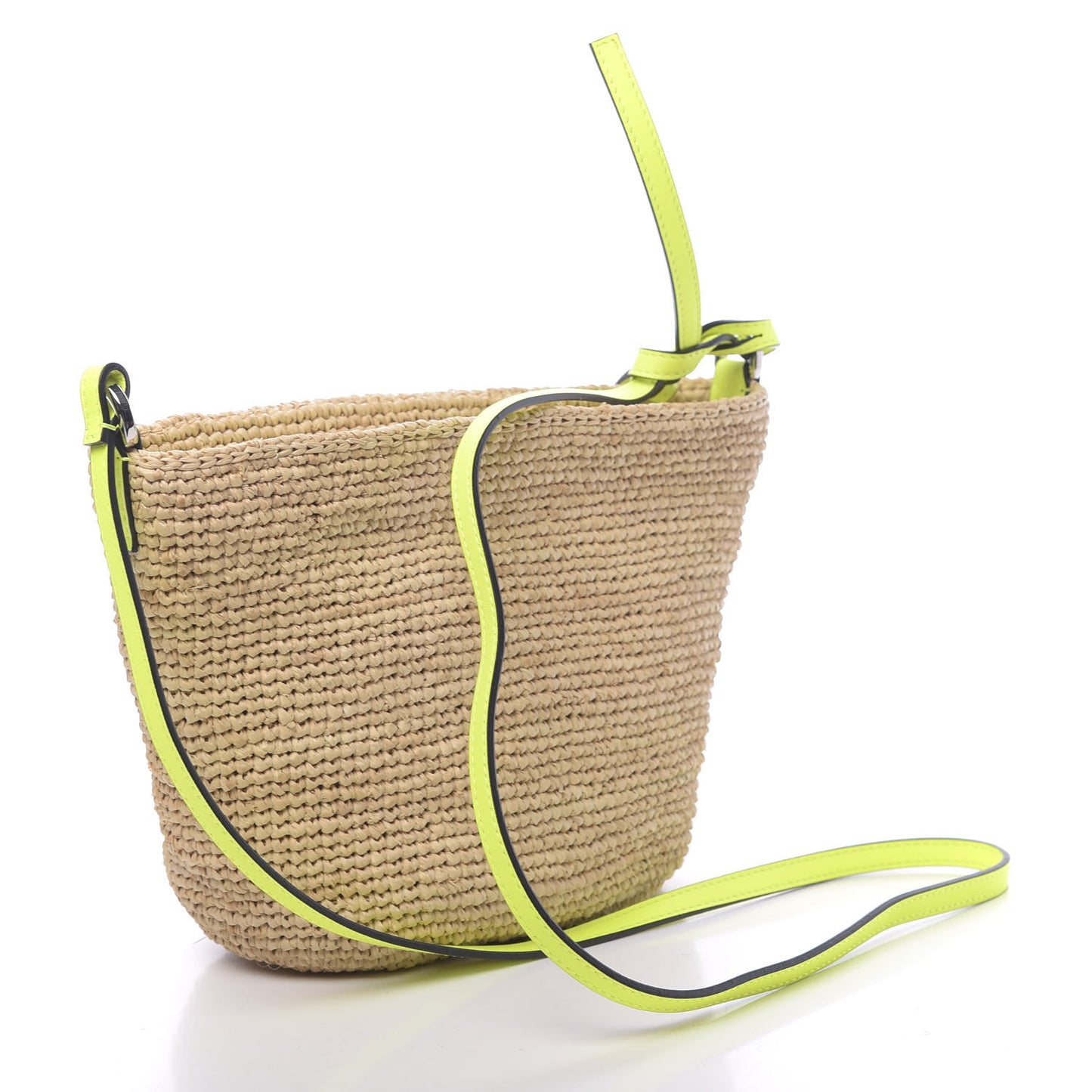 Raffia Crossbody Bag Natural Neon Yellow