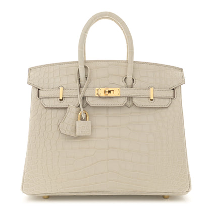 Hermes Matte Alligator Birkin 25 Beton 1 of 12