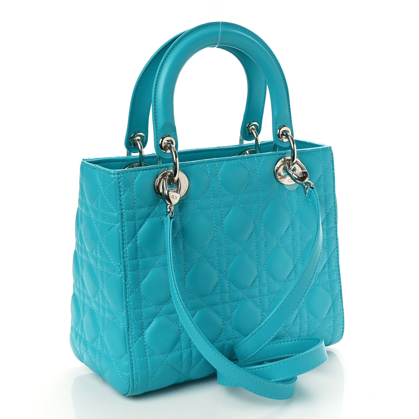 Lambskin Cannage Medium Lady Dior Turquoise