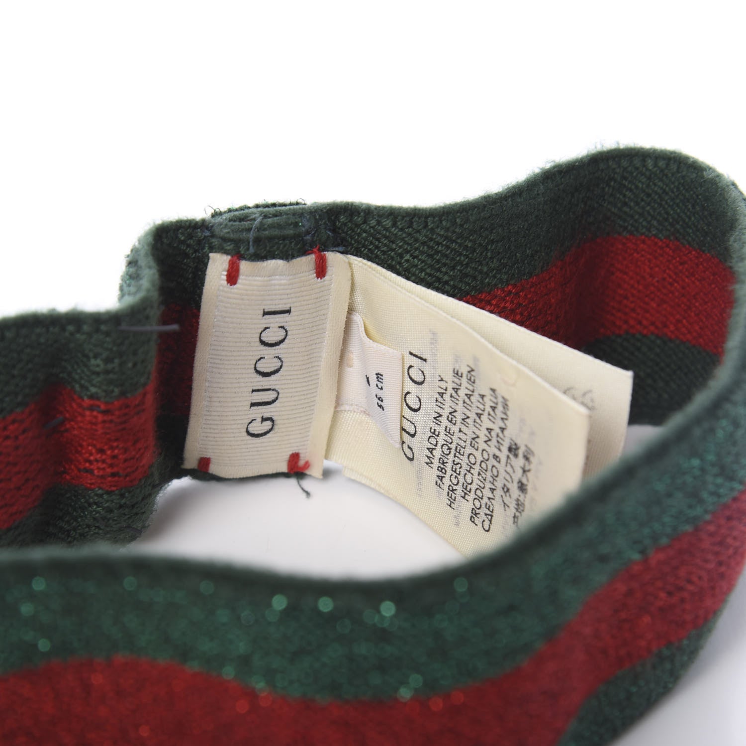 Gucci Lame Elastic Web Headband L Green Red 3 of 3