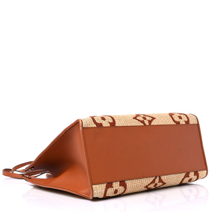 Louis Vuitton Raffia Calfskin Monogram Giant Onthego GM Tan 4 of 21