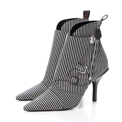 Louis Vuitton Canvas Striped Janet Ankle Boots 41 Black 3 of 8