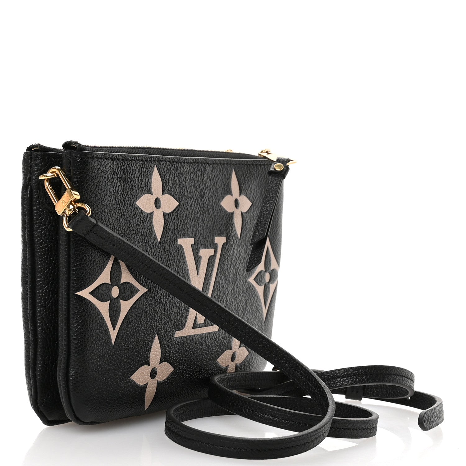 Louis Vuitton Empreinte Monogram Giant Double Zip Pochette Black Cream 3 of 9