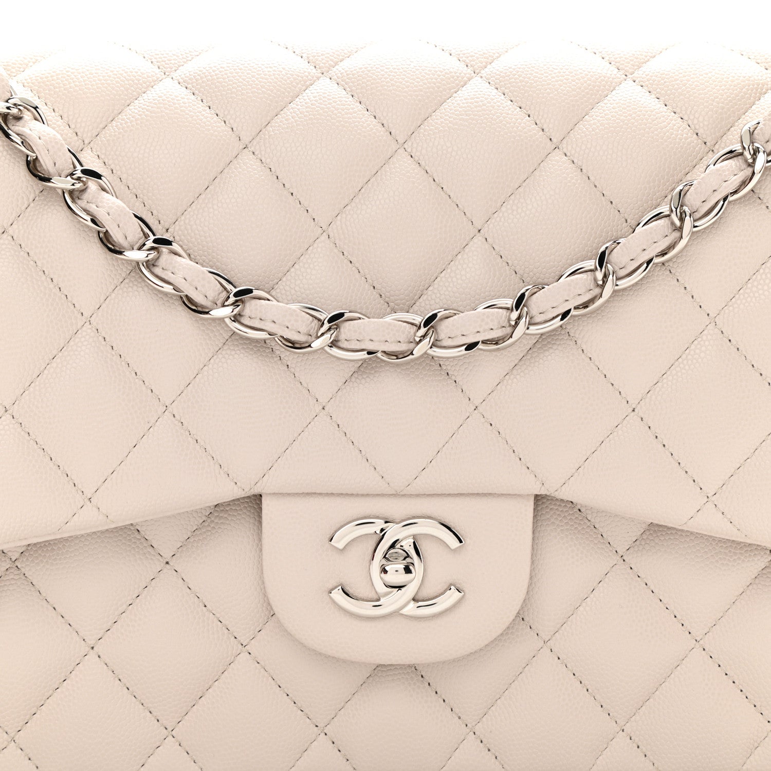 Chanel Caviar Quilted Jumbo Double Flap Ivory 8 of 8