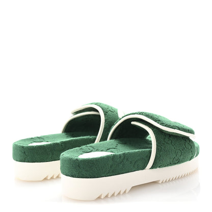 Gucci X ADIDAS Terry Cloth Trefoil GG Monogram Mens Platform Sandals 43 Green 5 of 8