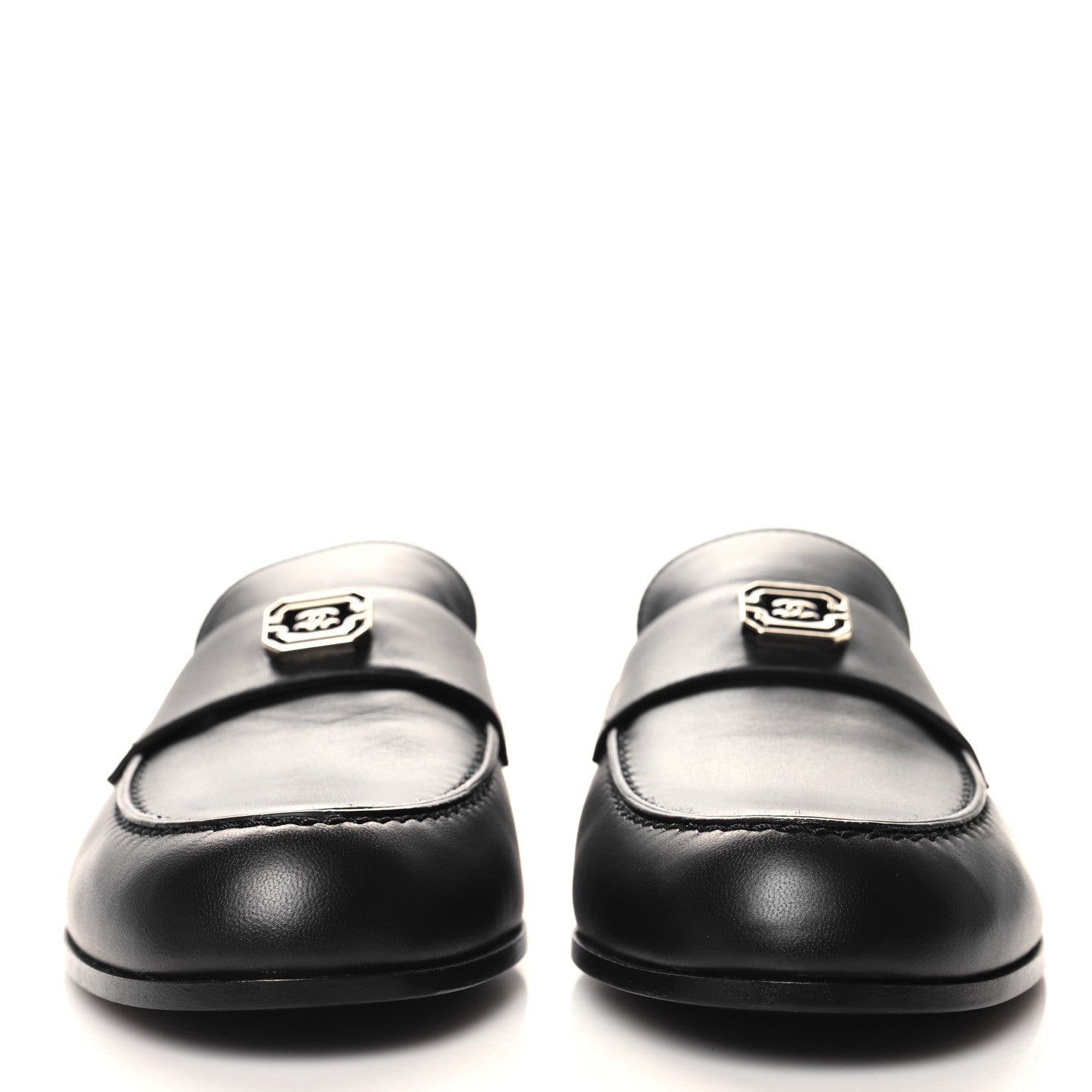 Chanel Lambskin Enamel CC Moccasin Loafers 40.5 Black 3 of 10