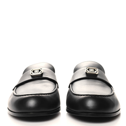 Chanel Lambskin Enamel CC Moccasin Loafers 40.5 Black 3 of 10