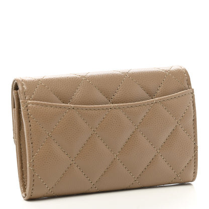 Chanel Caviar Quilted Flap Card Holder Wallet Beige 3 of 9