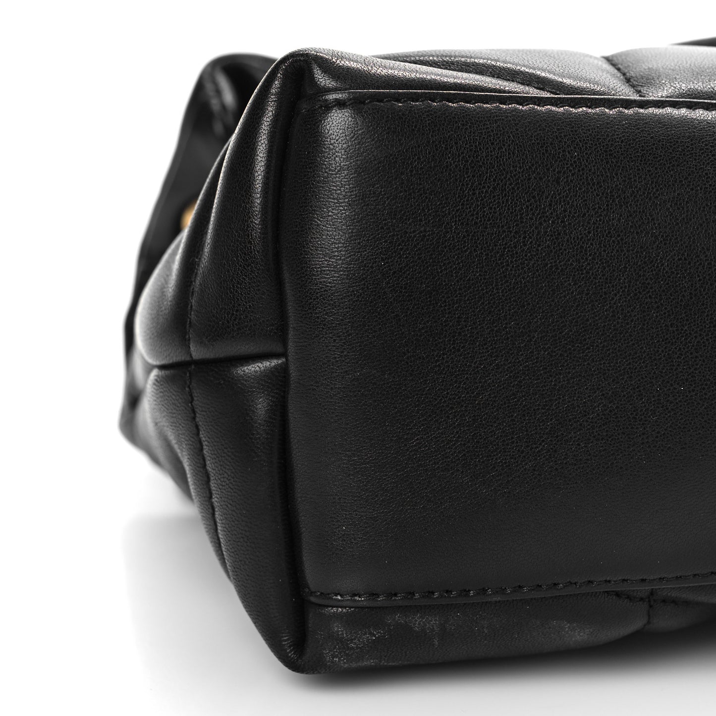 Lambskin Quilted Small Loulou Puffer Monogram Chain Satchel Black