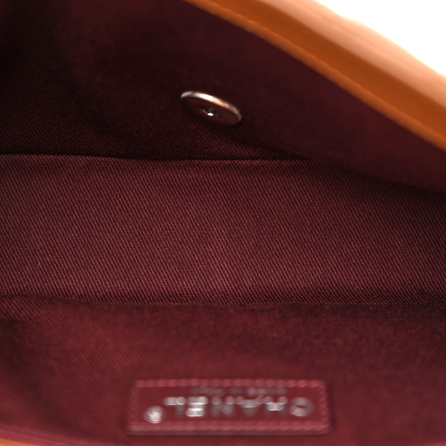 Lambskin Chevron Double Stitch Medium Single Flap Brown