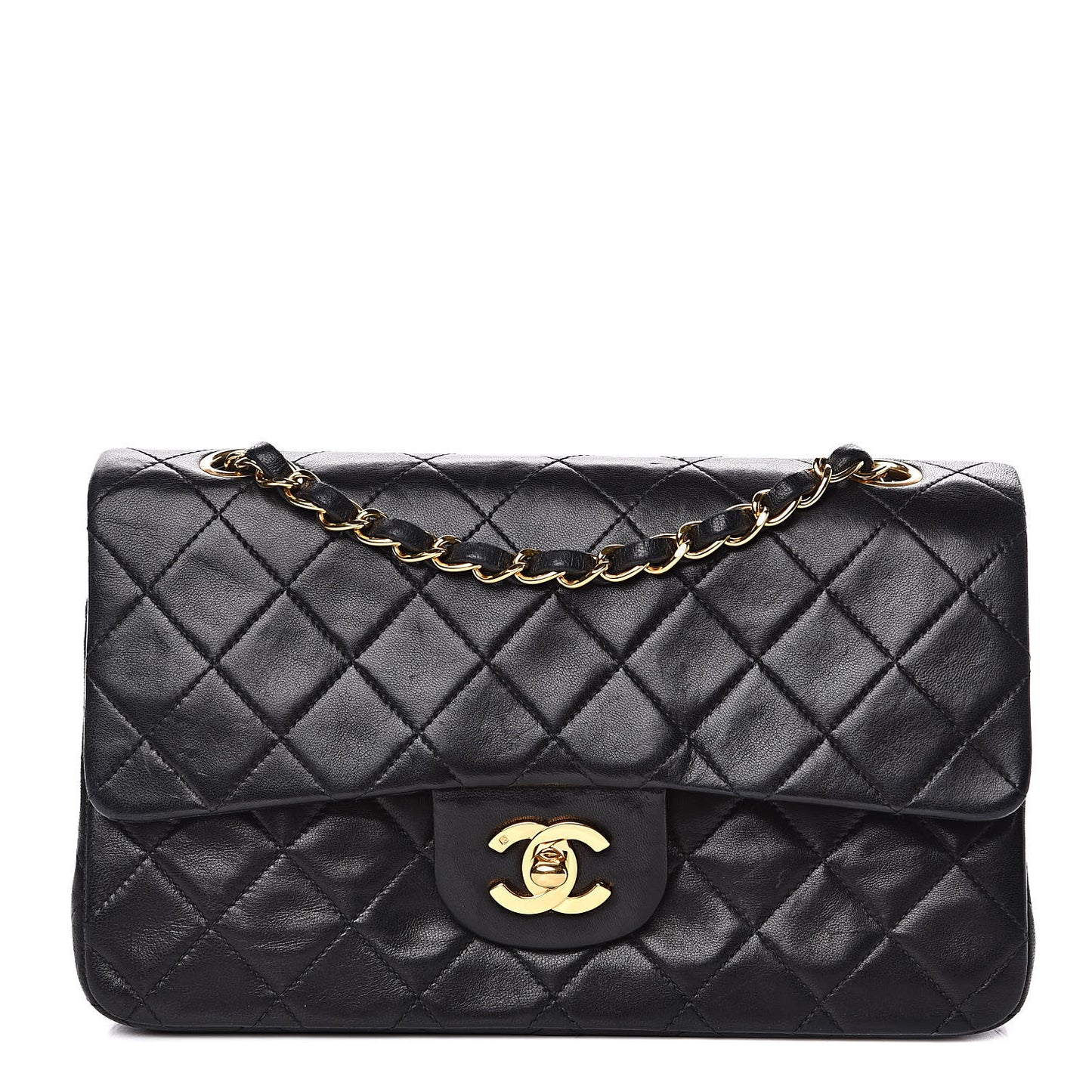 Lambskin Quilted Small Double Flap Black
