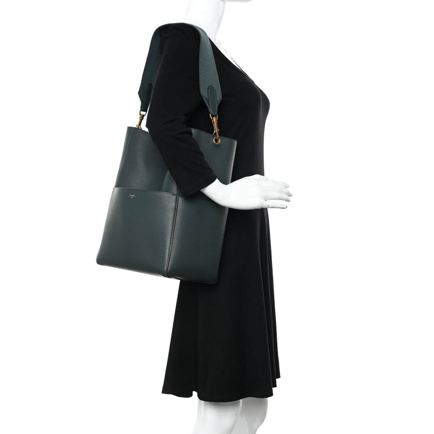 Soft Grained Calfskin Sangle Bucket Bag Amazone