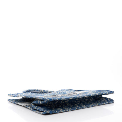 Christian Dior Canvas Embroidered Large Brocart Book Tote Blue 4 of 10