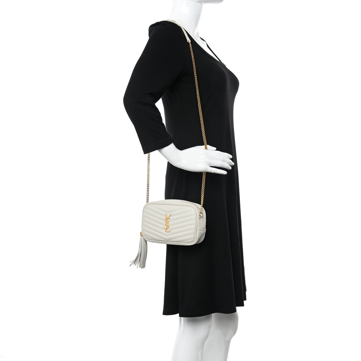 Saint Laurent Grain De Poudre Matelasse Monogram Mini Lou Camera Bag Crema Soft 2 of 10