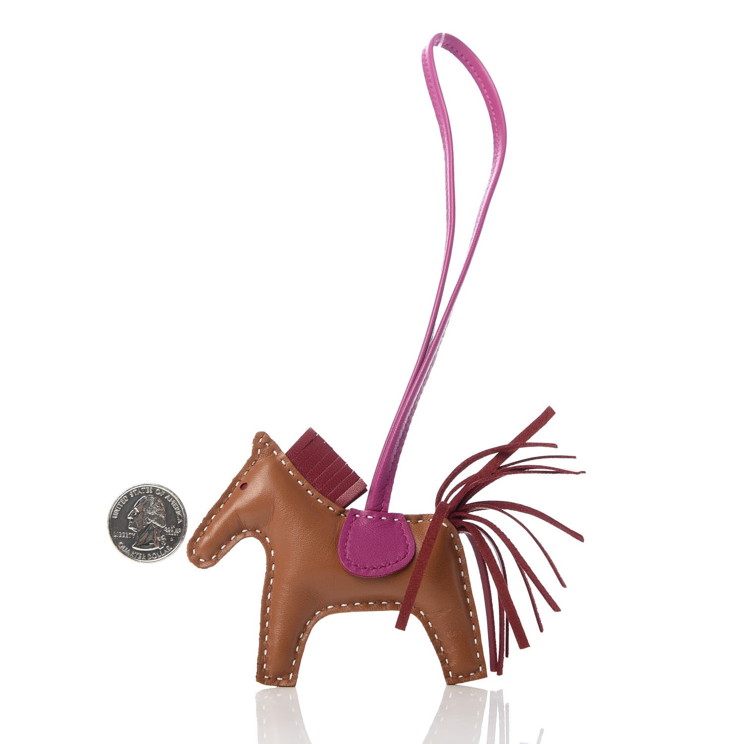 Hermes Milo Lambskin Grigri Rodeo Horse Bag Charm PM Gold Rubis Rose Poupre 2 of 4