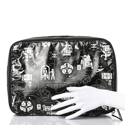 Chanel Coated Canvas Airline Cosmetic Travel Bag Black White 2 of 7