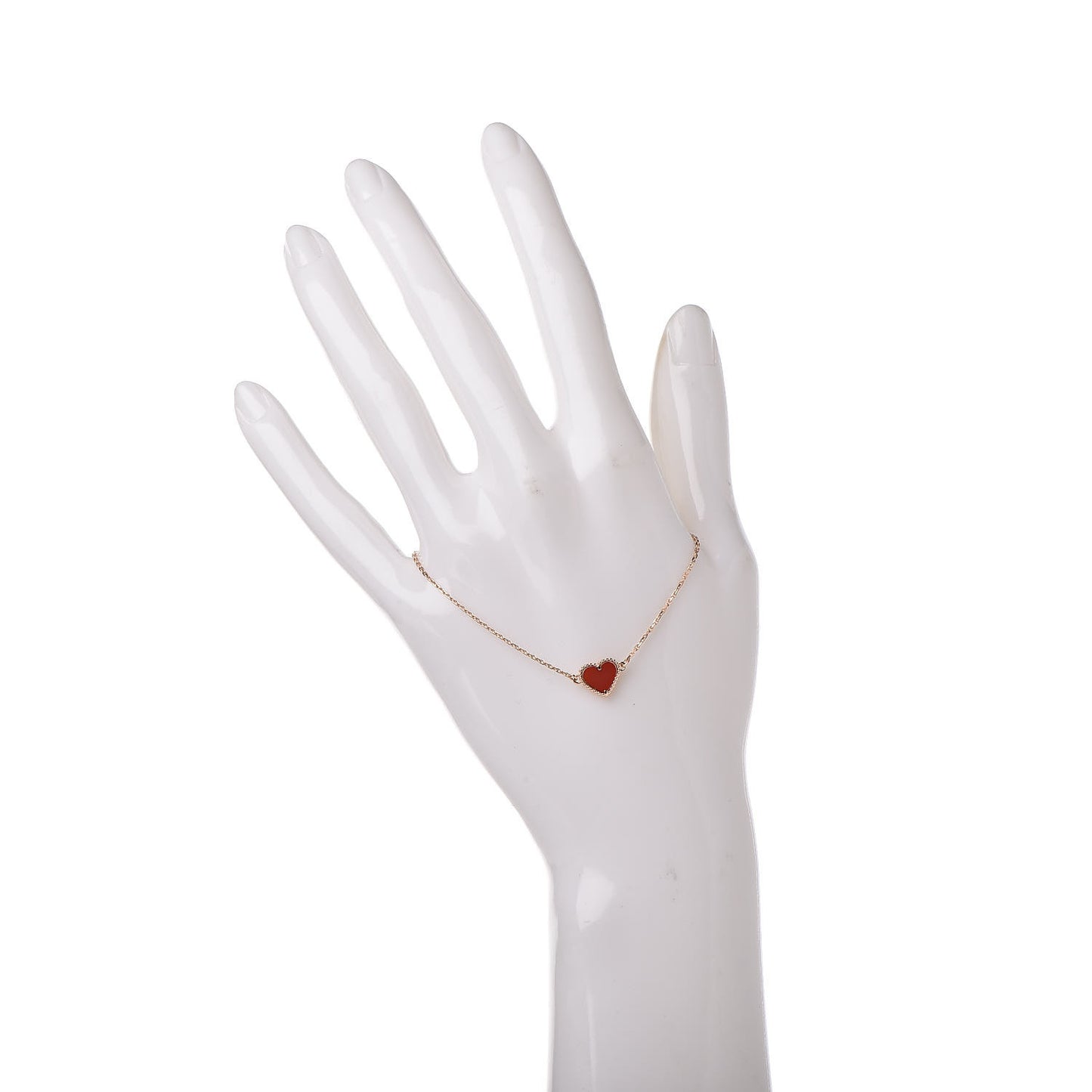 18K Rose Gold Carnelian Sweet Alhambra Heart Bracelet