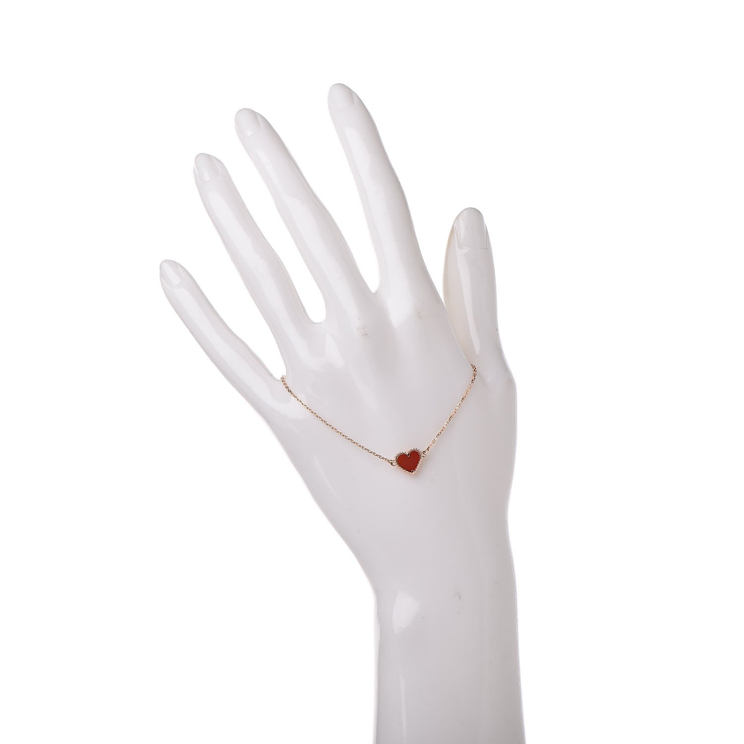 Van Cleef & Arpels 18K Rose Gold Carnelian Sweet Alhambra Heart Bracelet 2 of 7