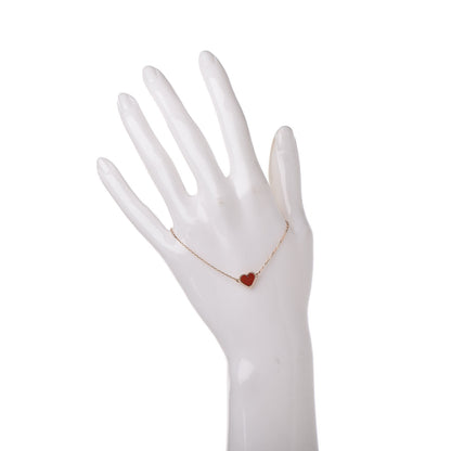 Van Cleef & Arpels 18K Rose Gold Carnelian Sweet Alhambra Heart Bracelet 2 of 7