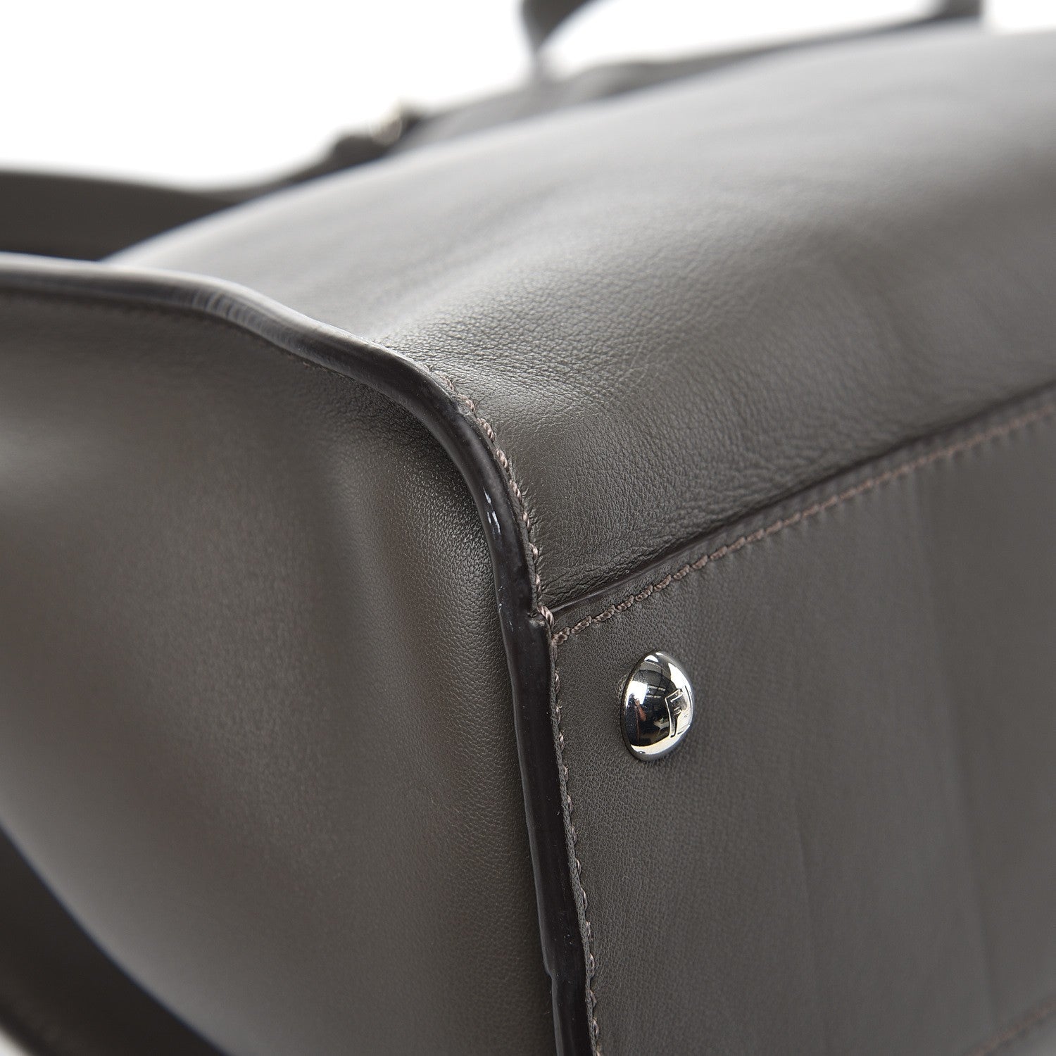 Fendi Vitello Seta Shiny Nappa Medium Peekaboo Iconic Satchel Carbone Grigio Polvere 11 of 12